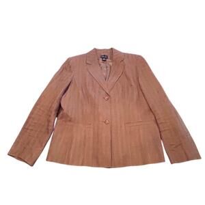 ⭐️ Vintage 100% Linen Rafaella Blazer‎ Button Up Jacket Womens 14 Brown Neutral